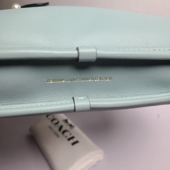 NWT Coach Curve Zip (Ergo) Shoulder Bag Glovetanned Leather CAF11 Aqua Teal BLUE - Picture 4 of 4